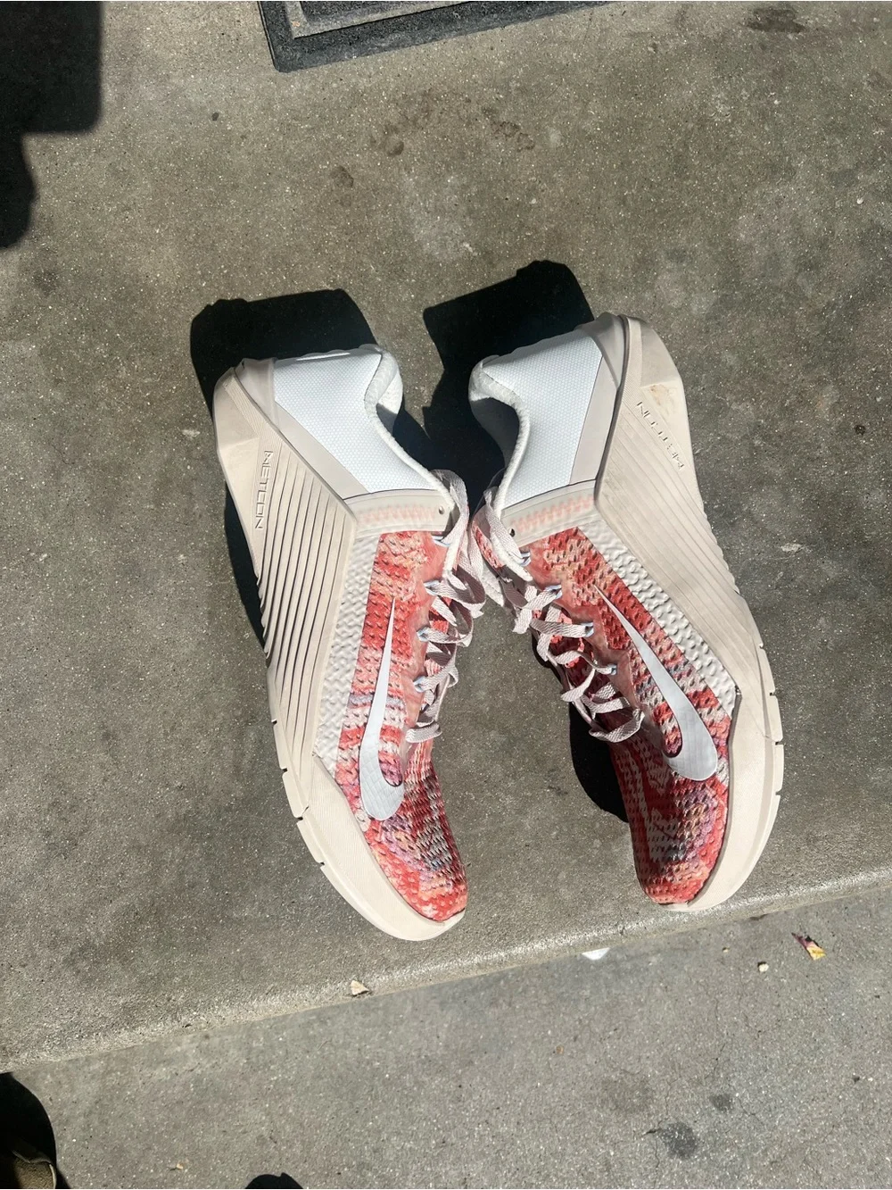 Nike Coral and White Knit Running Shoes